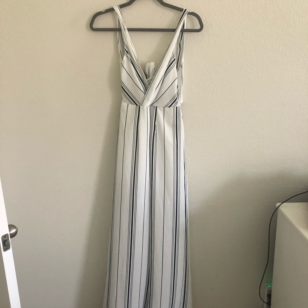 Blue/white striped jumpsuit